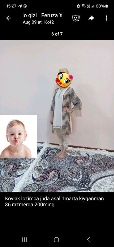 89 000 kelin libos 1marta kiyilgan holati yangi