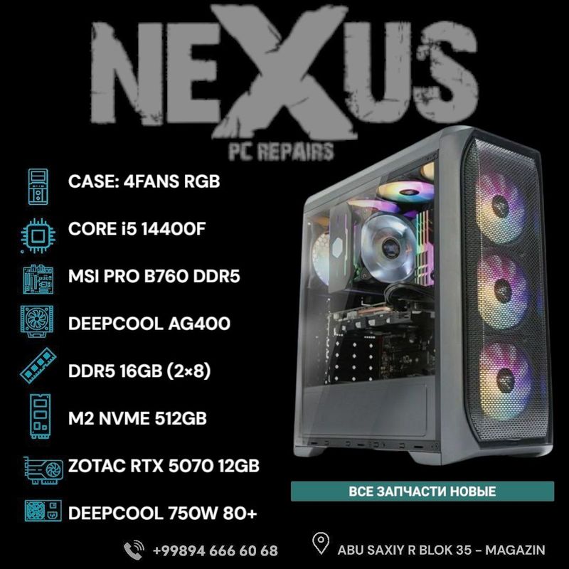 NEW KOMPYUTER Core i5 14400F/DDR5 16Gb/RTX 5070 12Gb