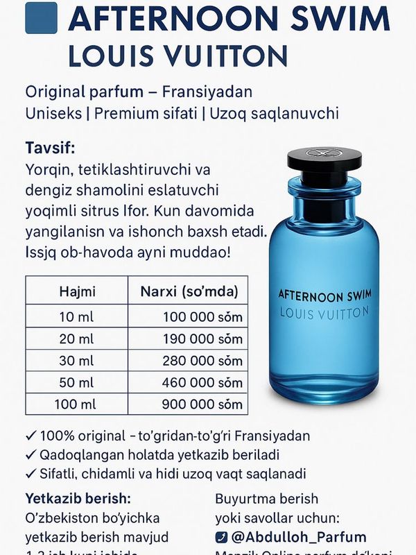 Hohlagan turdagi orginal atrlar endi razliv korinishida yani 10 ml Hohlagan turdagi orginal atrlar endi razliv korinishida yani 10 ml