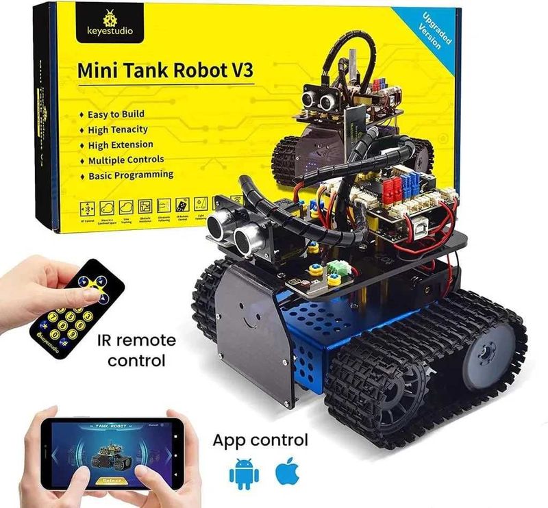 Робот Keyestudio Mini Tank V3 — умный танк для детей и взрослых!