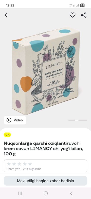 Oziqlanturuvchi sovun narxi 55,000 ming