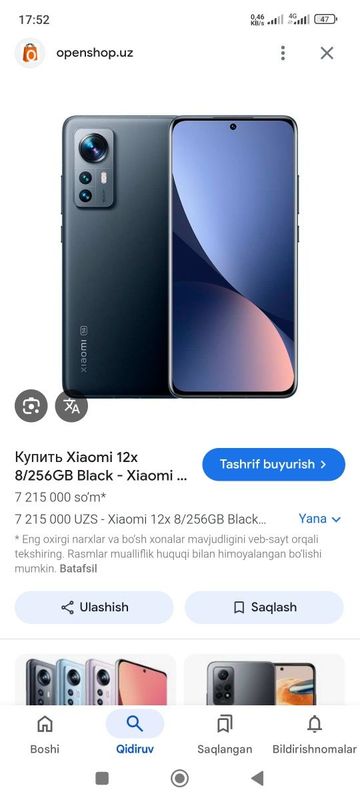 Xiaomi 12 x sotiladi Xiaomi 12 x sotiladi