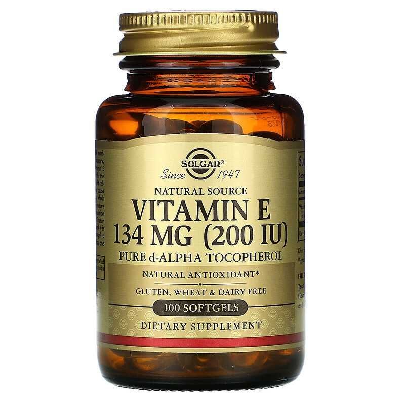 Solgar, Natural Source Vitamin E, 134 mg (200 IU), 100 Softgels Solgar, Natural Source Vitamin E, 134 mg (200 IU), 100 Softgels
