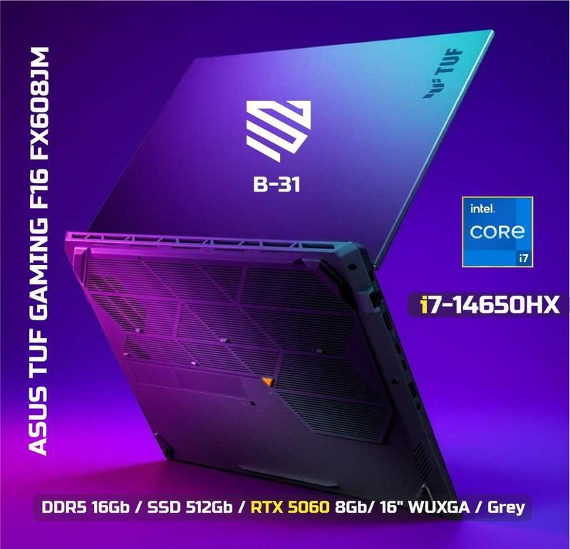 Asus Tuf Gaming F16 / I7-14650HX / 16Gb D5 / SSD 512Gb / RTX5060 8Gb