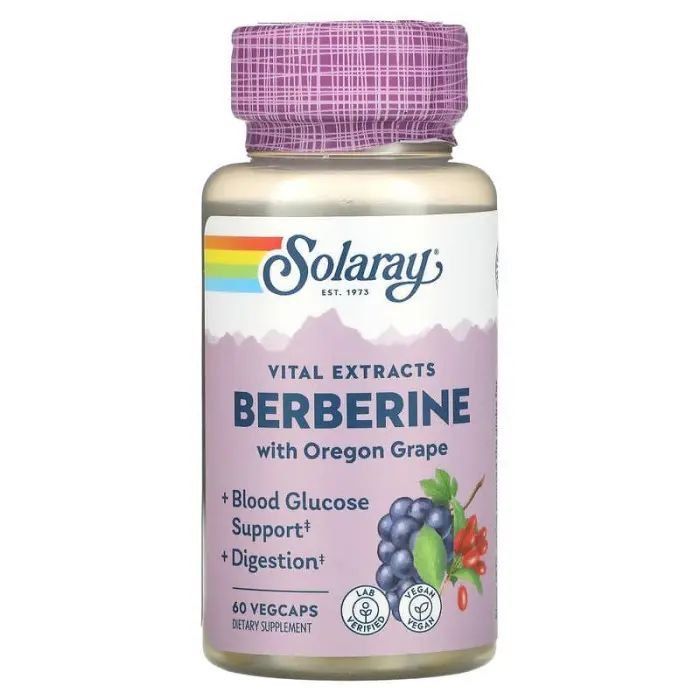 Берберин с виноградом 60 капсул Solaray, Berberine with Oregon Grape Берберин с виноградом 60 капсул Solaray, Berberine with Oregon Grape