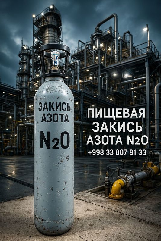Пищевая закись азота N2O, в 10 л баллоне, с доставкой по Ташкенту