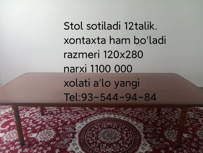Xontaxta sotiladi 12 talik stol ham bo'ladi . Xontaxta sotiladi 12 talik stol ham bo'ladi .
