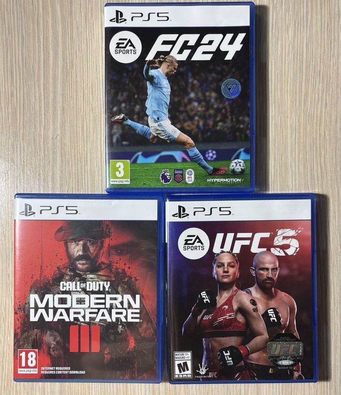 Диски UFC 5, FIFA 24, Call of duty modern Warfare 3 на плей стейшн 5 Диски UFC 5, FIFA 24, Call of duty modern Warfare 3 на плей стейшн 5