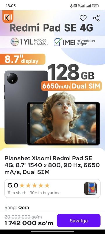 Planshet Xiaomi Redmi Pad SE