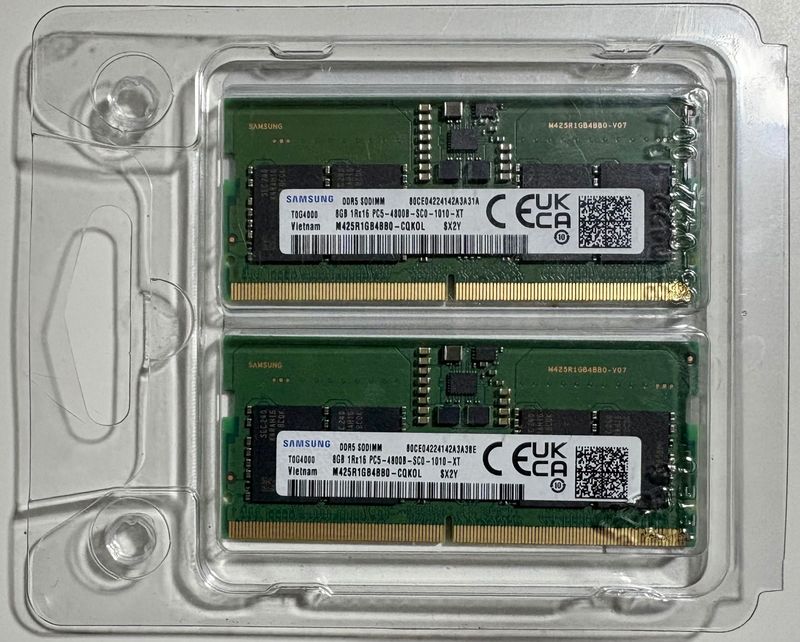 RAM Samsung DDR5 SODIMM 4800 MHz 16 GB (2x8GB) RAM Samsung DDR5 SODIMM 4800 MHz 16 GB (2x8GB)