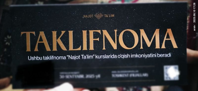 Najot Talim Taklifnoma