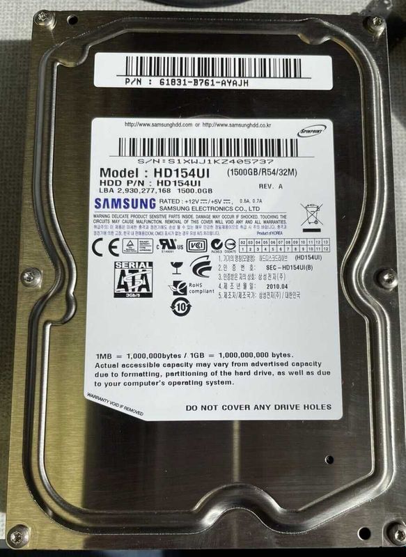 Жёсткий диск HDD 1500GB/R54/32M SATA HD154UI