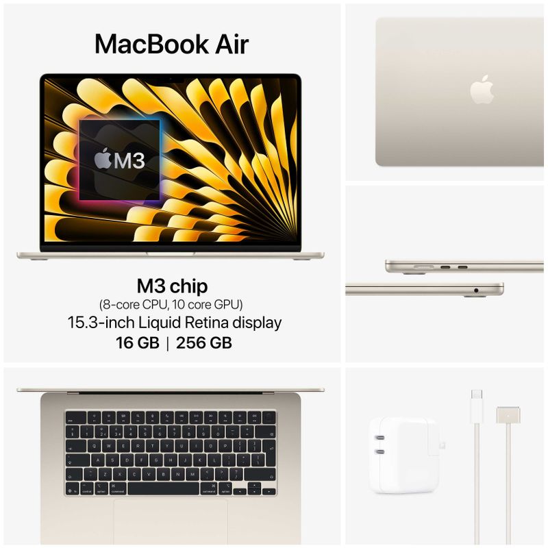 MacBook Air M3 16/256GB 15-inch Starlight MacBook Air M3 16/256GB 15-inch Starlight