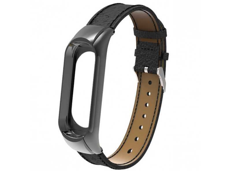 Ремешок кожаный для Mi Band 7 (чёрный) Ремешок кожаный для Mi Band 7 (чёрный)