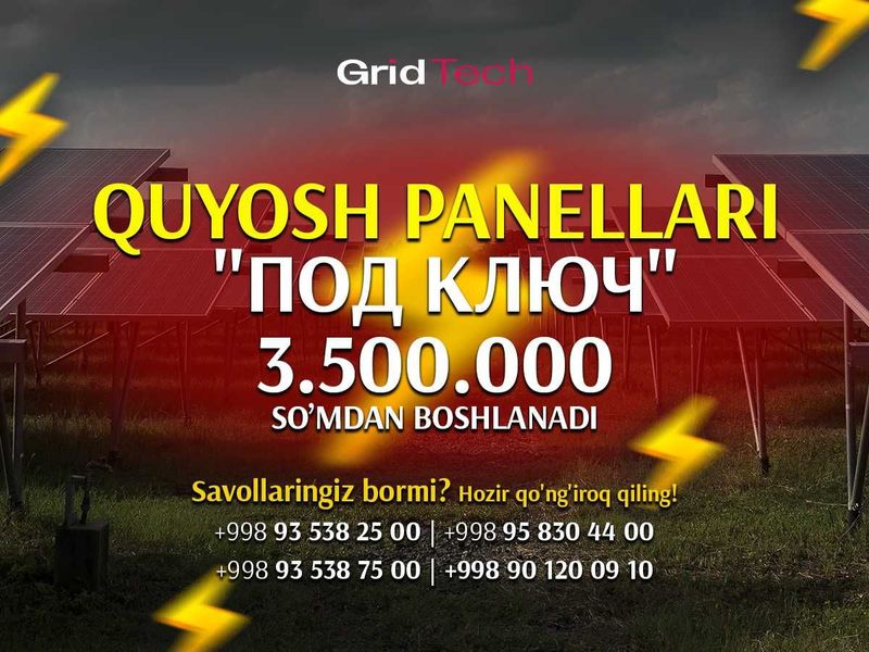 Quyosh batareyasi va panellarini o‘rnatish xizmati