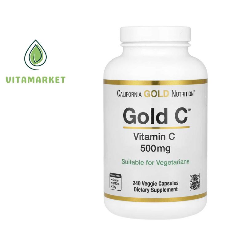 California Gold Nutrition, Gold C, 500 мг, 240 вегетарианских капсул California Gold Nutrition, Gold C, 500 мг, 240 вегетарианских капсул