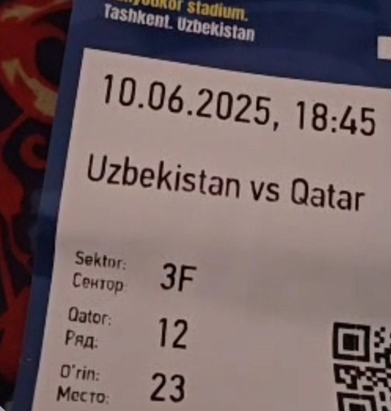 UZBEKISTAN Qatar oyiniga bilet bor yaxshi joydan 1-qatordan UZBEKISTAN Qatar oyiniga bilet bor yaxshi joydan 1-qatordan