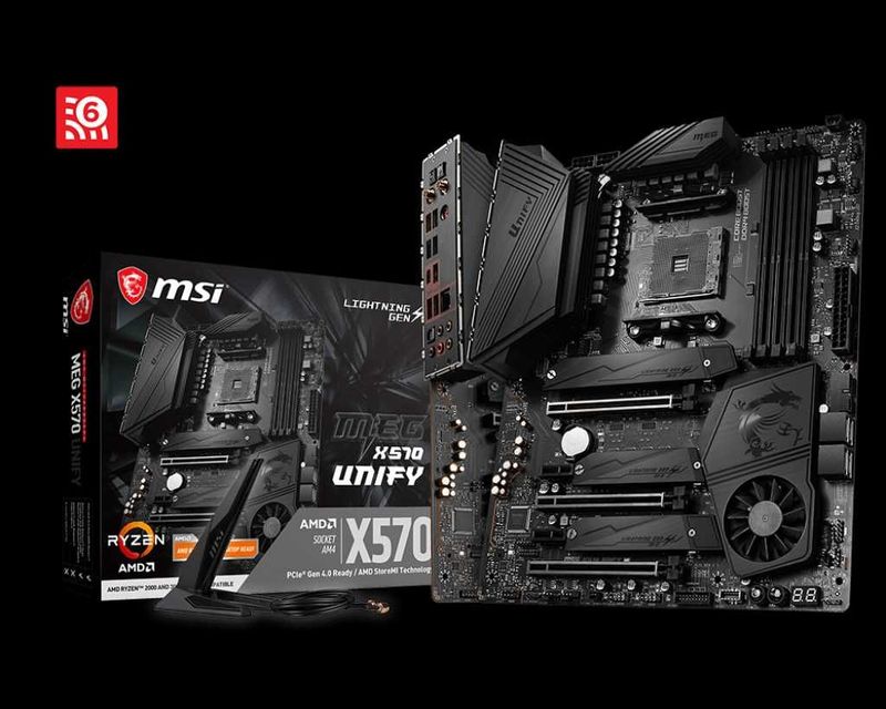 Топовый комплект MSI Meg X570 UNIFY + Ryzen 5600x + XPG Spectrix 32GB