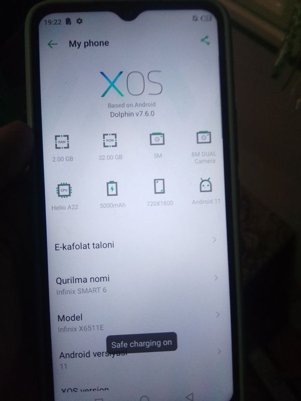 Infinix smart 6 holati yaxshi usta kurmagan aloqa uchun maʼlumot