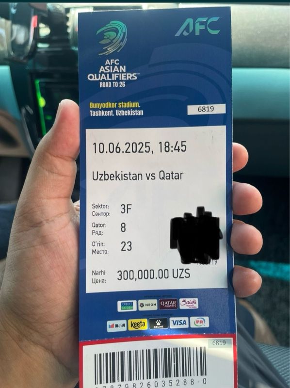 Uzbekistan Qatar o'yiniga bilet, arzon narxda