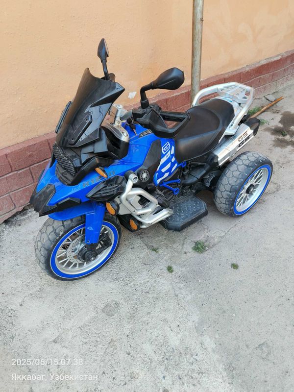 Електр мотоцикл 12v 3 колёсный синий