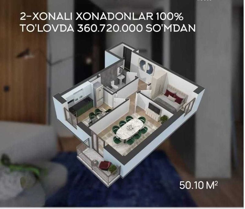 2 хонали хонадонлар 100% туловда 360,7 млн сумдан. [КН]