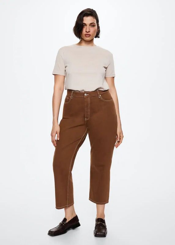 MANGO. Plus size. Прямые укороченные джинсы MANGO. Plus size. Прямые укороченные джинсы
