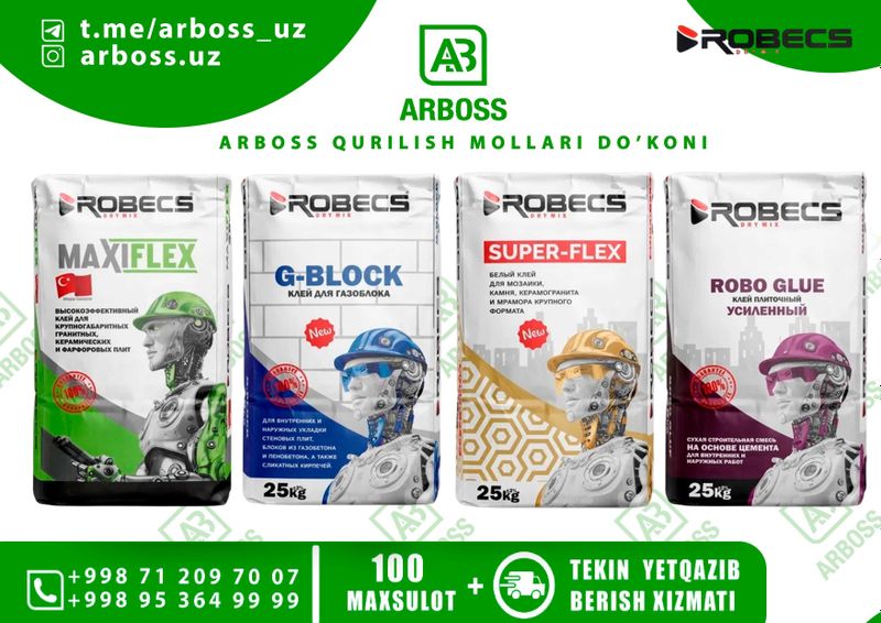 Robecs Drymix (25kg) semon, shpaklevka, suvoq, sement ishlari uchun ! Robecs Drymix (25kg) semon, shpaklevka, suvoq, sement ishlari uchun !