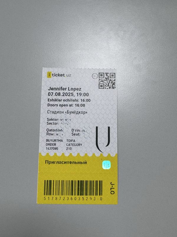 Jenefer Lopez konsertiga bilet bor yonma yon