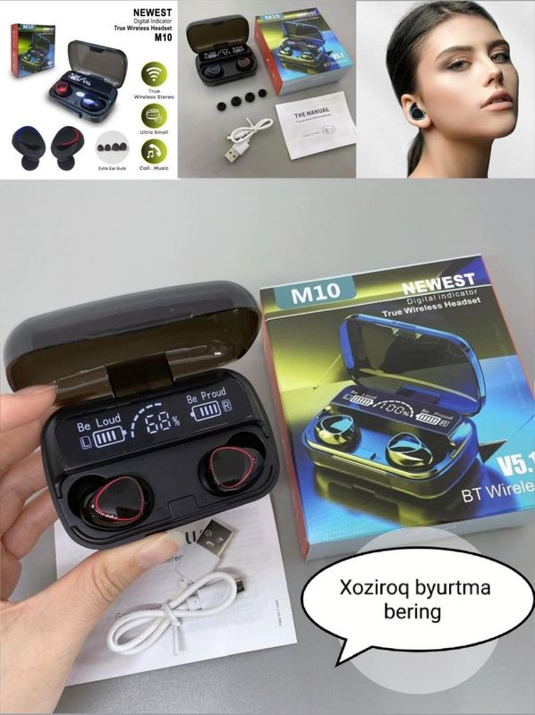 Poverbankli simsiz quloqchin M10 Airpods Poverbankli simsiz quloqchin M10 Airpods