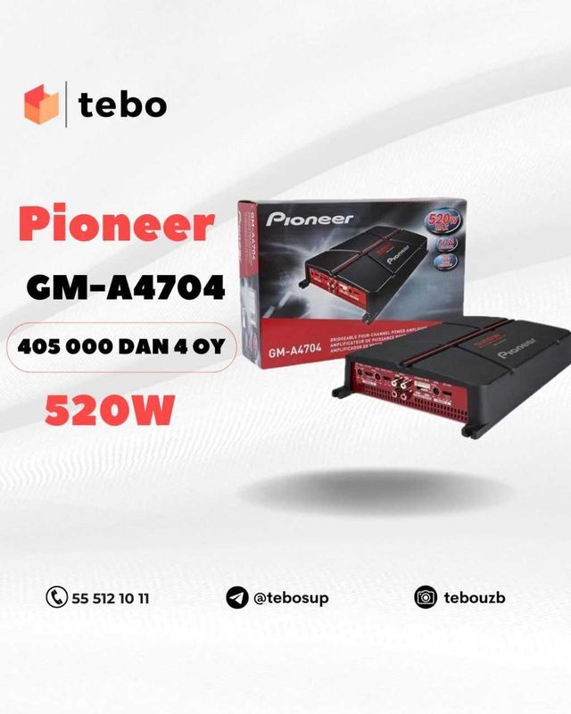 PIONEER 520W GM-A4704 ovoz kuchaytirgichlari Muddatli to'lovga