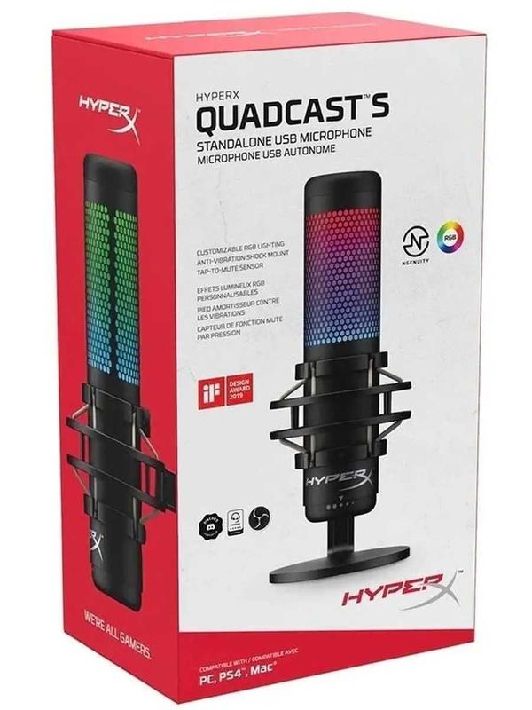 Микрофон HyperX QuadCast S черный Микрофон HyperX QuadCast S черный