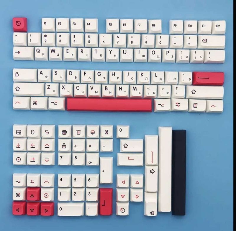 Кейкапы с русской раскладкой PBT Red для механической клавиатуры Кейкапы с русской раскладкой PBT Red для механической клавиатуры