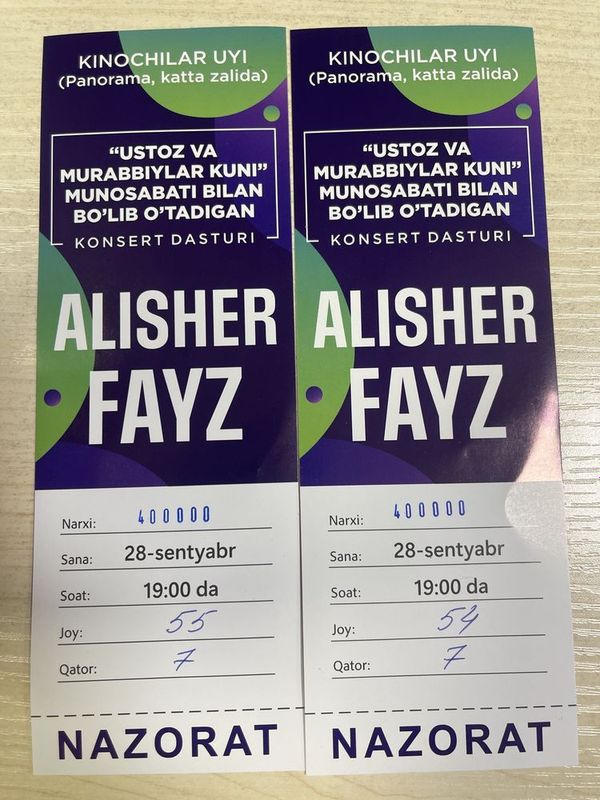 Alisher Fayz Konsert dasturi