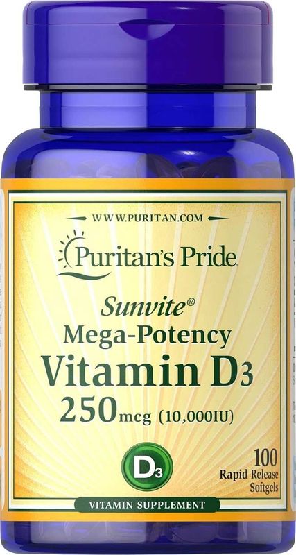 Витамин Д3, 10000 IU Puritan's Pride Vitamin D3 США Читайте текст