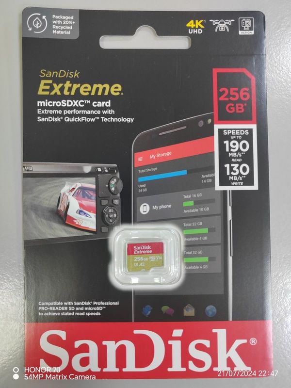 SanDisk Extreme MicroSD 256gb 4K