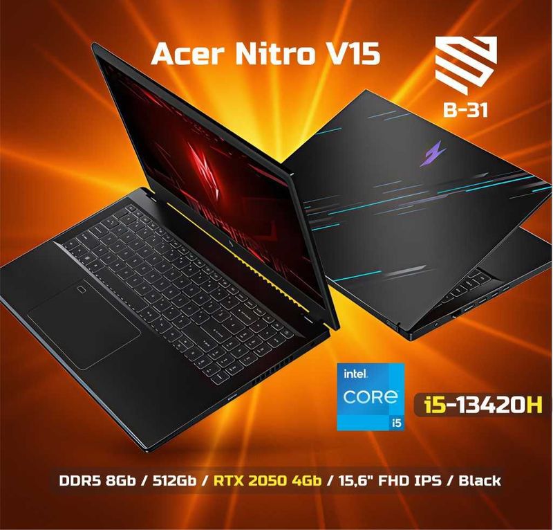 Ноутбук ACER NITRO V15 / i5-13420H / 8Gb D5 / 512Gb / RTX2050 4Gb