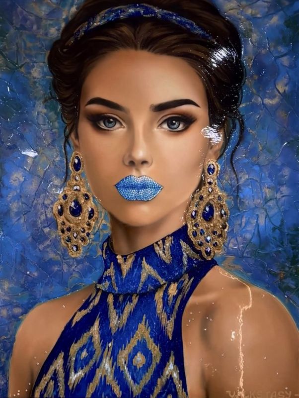 Авторская картина девушки «Turquose allure” Авторская картина девушки «Turquose allure”