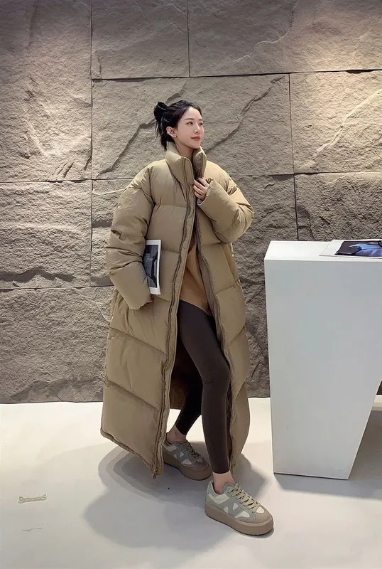 женская куртка пуховик зимний длинный бежевый