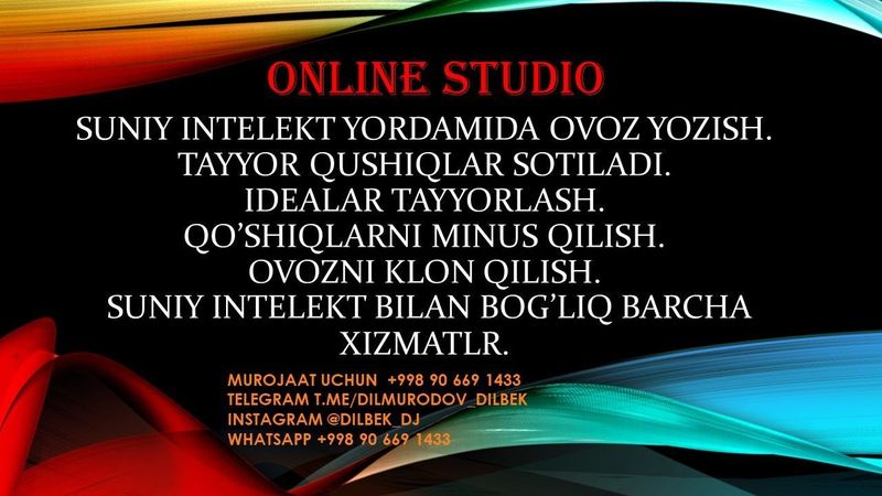 ONLINE STUDIO ovoz yozish suniy intelect yordamida ovoz yozish hizmati ONLINE STUDIO ovoz yozish suniy intelect yordamida ovoz yozish hizmati