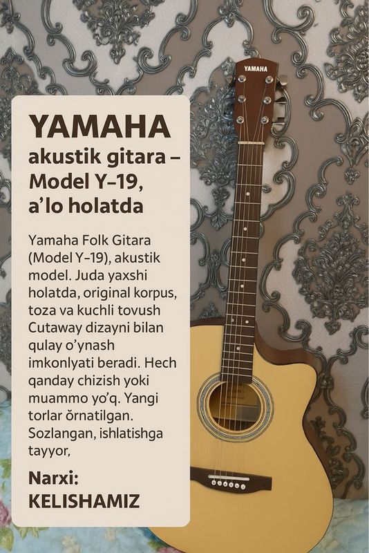 Yamaha akustik gitara – Model Y-19, a’lo holatda Yamaha akustik gitara – Model Y-19, a’lo holatda