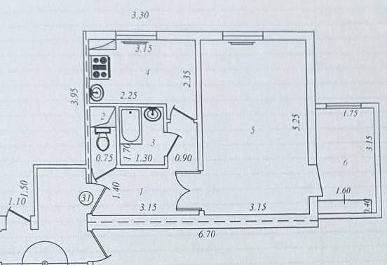 Яккасарайский, м-в Башлык 1/3/5 39м²