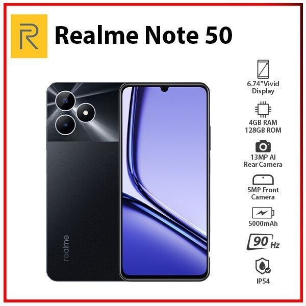 NEW Realme Note 50 4GB+128GB BLACK Global Ver. Dual SIM Android Cell P