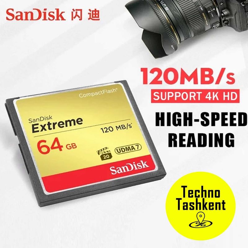 SanDisk Extreme CompactFlash карта памяти 32/64Гб 120 Mbit/s, UDMA 7 SanDisk Extreme CompactFlash карта памяти 32/64Гб 120 Mbit/s, UDMA 7