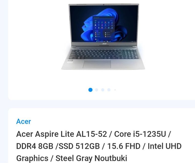 Acer Aspire lite core-i5 12 pakaleniya xotira 512 olinganiga 1oy bo'li