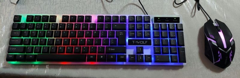 Новая мышка и клавиатура красивый с подсветкой RGB проводная USB