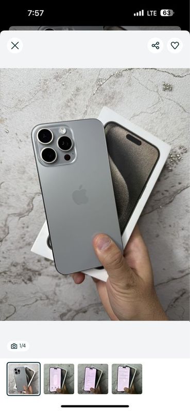 Iphone 15 Pro Max 256 sim Natural Yengi Holati 89% Iphone 15 Pro Max 256 sim Natural Yengi Holati 89%
