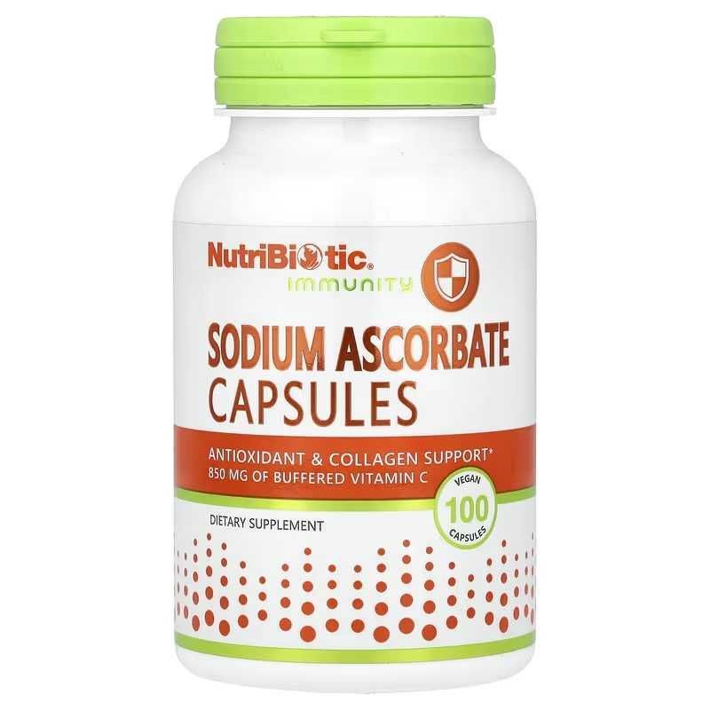 NutriBiotic, Sodium Ascorbate, Аскорбат натрия, 100 и 250 капсул