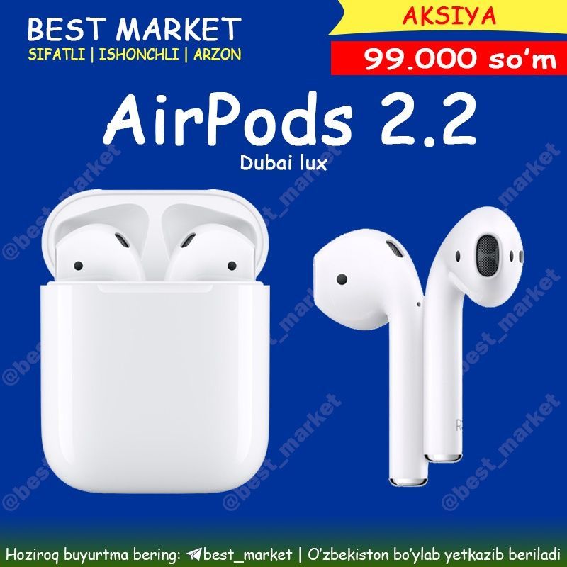 AirPods 2.2 Dubai lux – simsiz naushnik