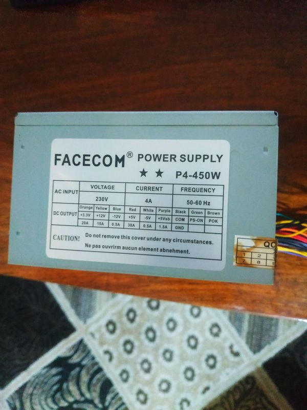 Блок питания для компьютера: FACECOM 450W - 220ватт Блок питания для компьютера: FACECOM 450W - 220ватт